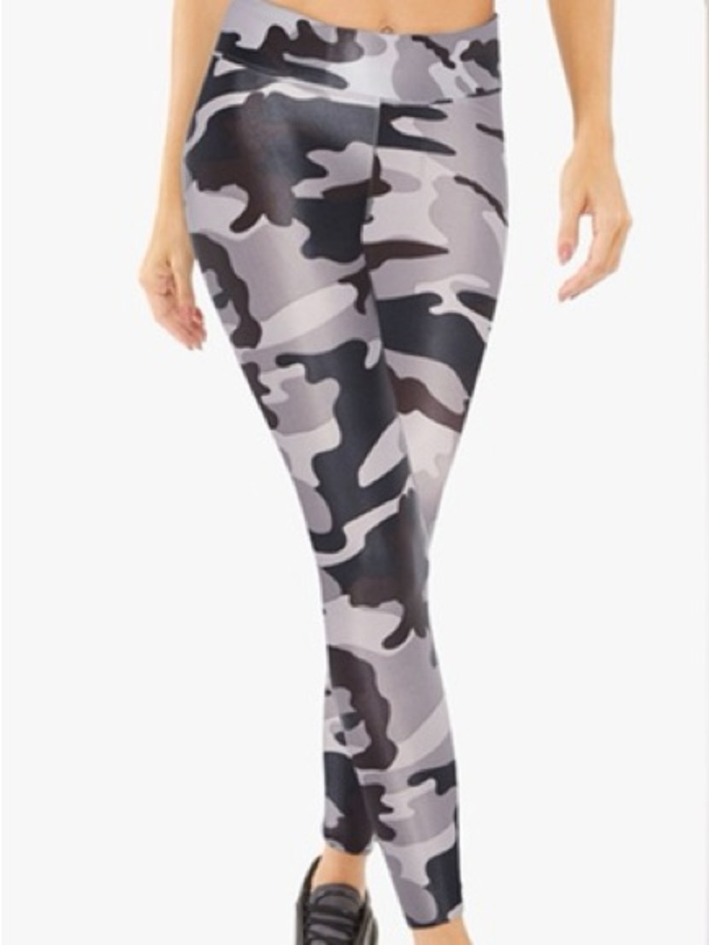Koral Gray and Black Athletic Leggings with Subtle Camo Detail